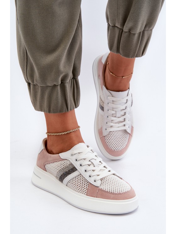 Women's Leather Sneakers D&A LR110 White-Pink