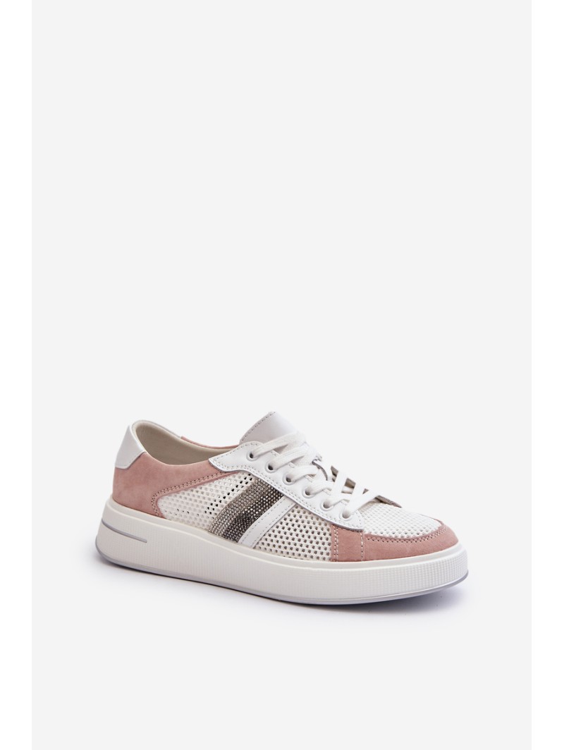 Women's Leather Sneakers D&A LR110 White-Pink