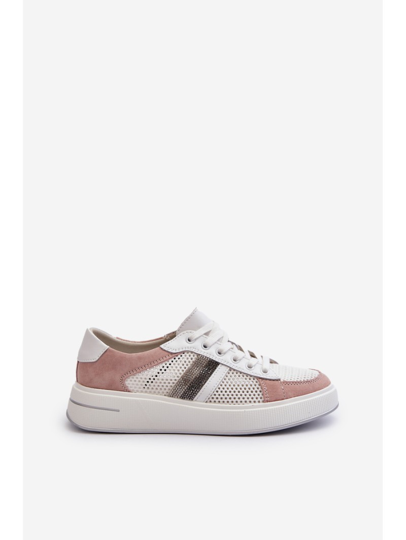 Women's Leather Sneakers D&A LR110 White-Pink