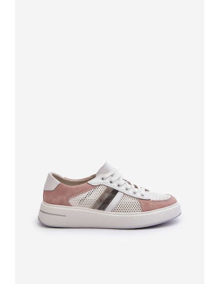Women's Leather Sneakers D&A LR110 White-Pink