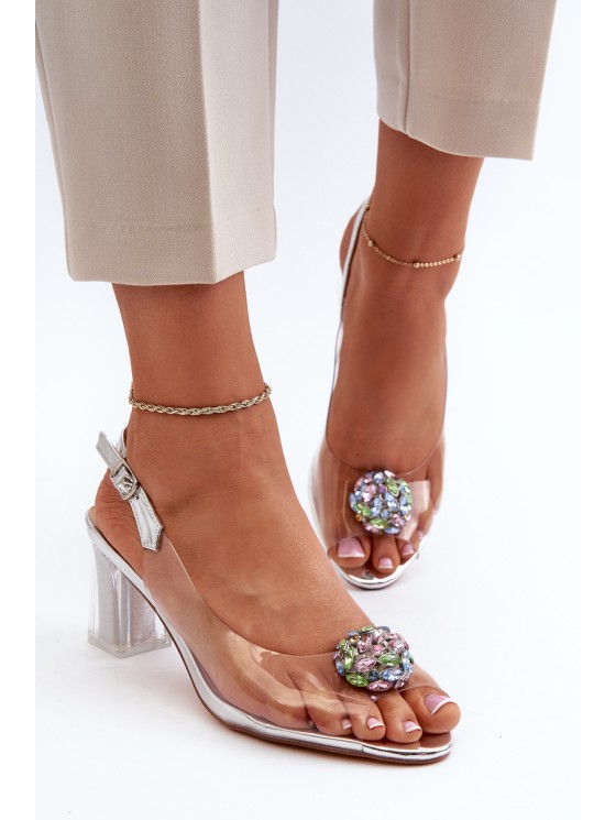 Transparent Sandals with Silver Embellishment D&A MR38-454