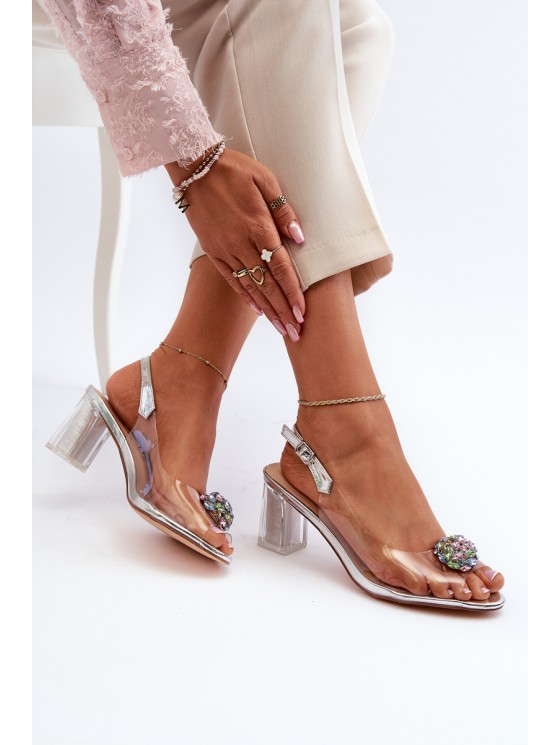 Transparent Sandals with Silver Embellishment D&A MR38-454 2