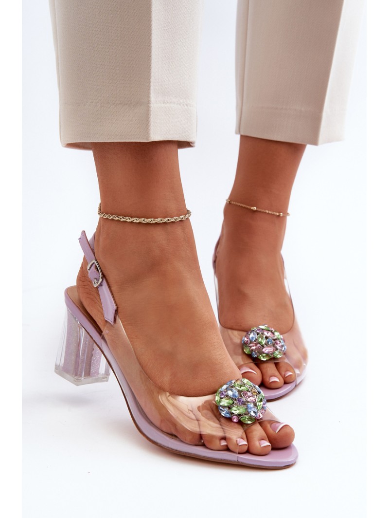 Transparent Sandals with Ornament Purple D&A MR38-454
