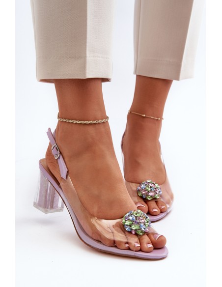 Transparent Sandals with Ornament Purple D&A MR38-454