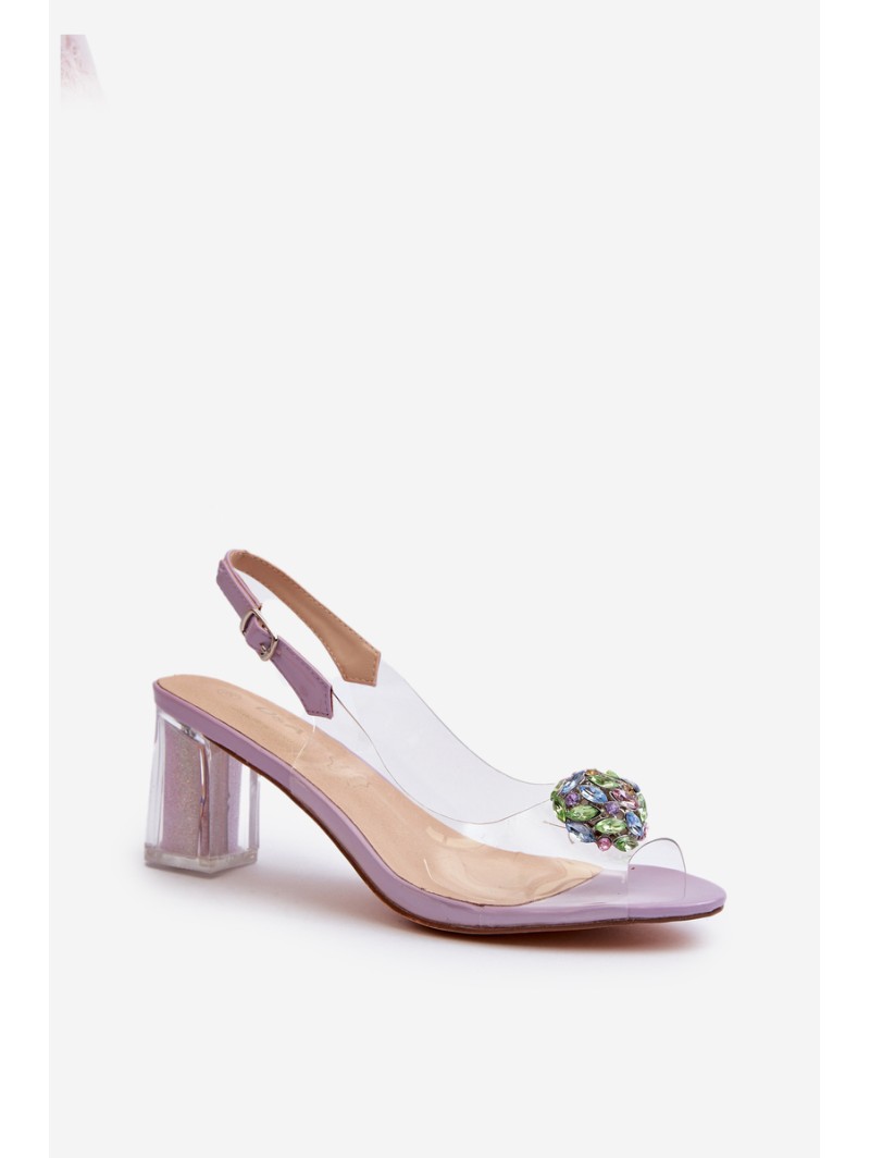 Transparent Sandals with Ornament Purple D&A MR38-454