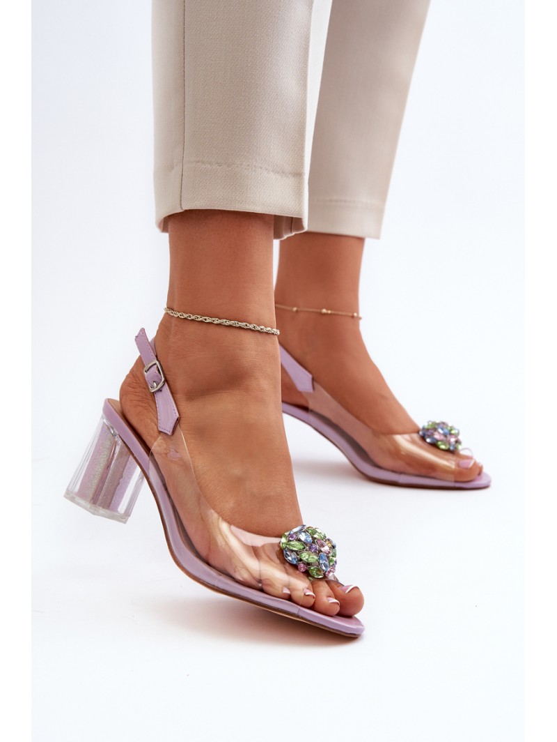 Transparent Sandals with Ornament Purple D&A MR38-454