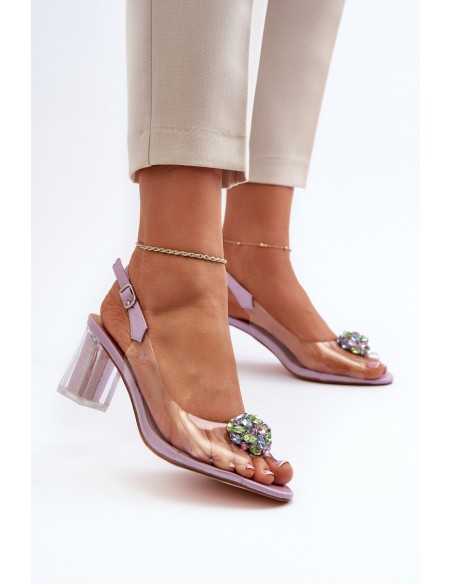 Transparent Sandals with Ornament Purple D&A MR38-454