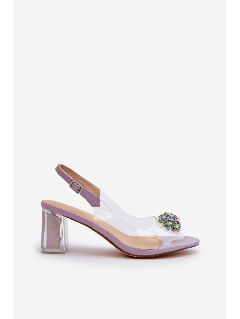 Transparent Sandals with Ornament Purple D&A MR38-454