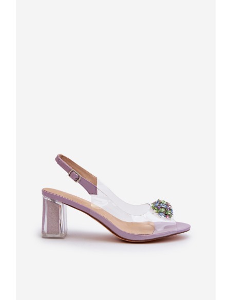 Transparent Sandals with Ornament Purple D&A MR38-454