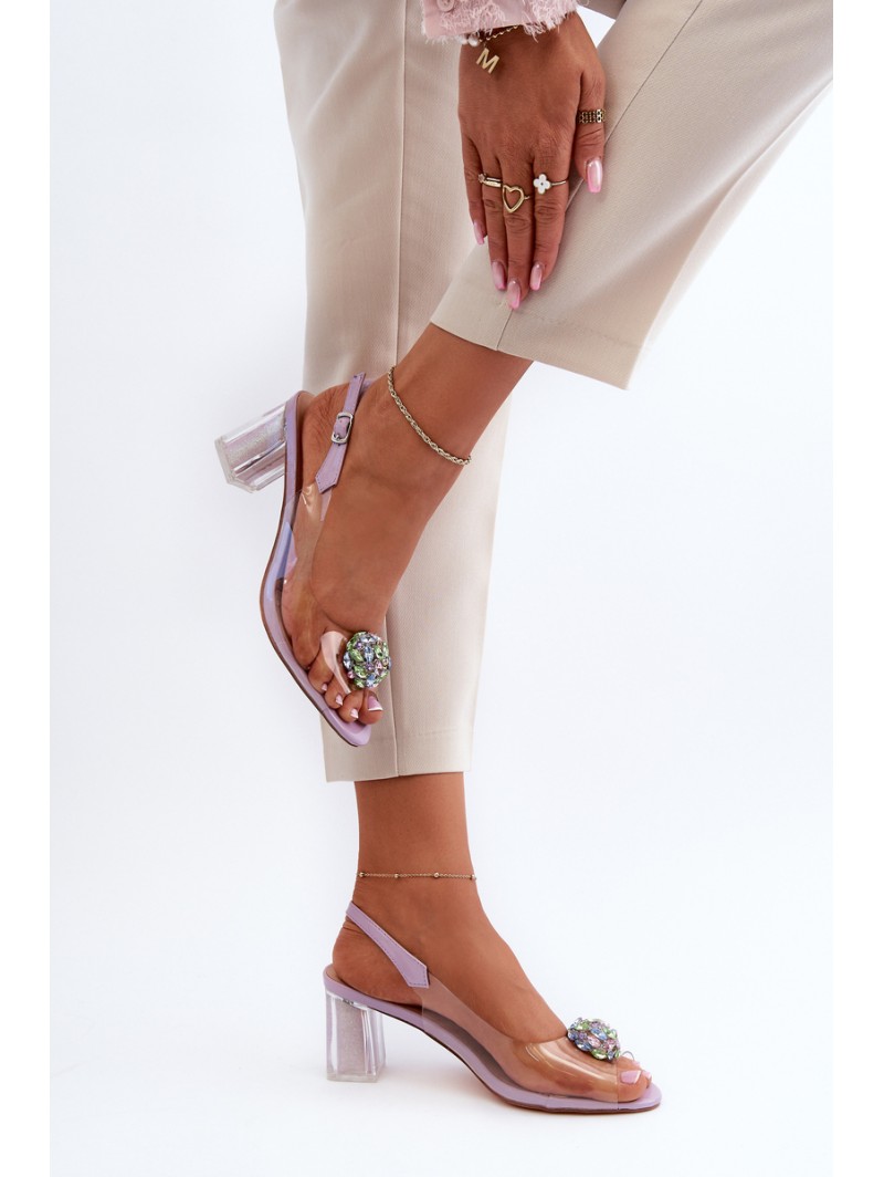 Transparent Sandals with Ornament Purple D&A MR38-454
