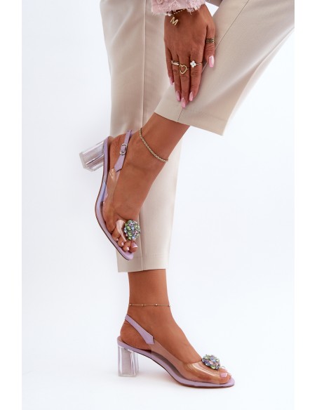 Transparent Sandals with Ornament Purple D&A MR38-454