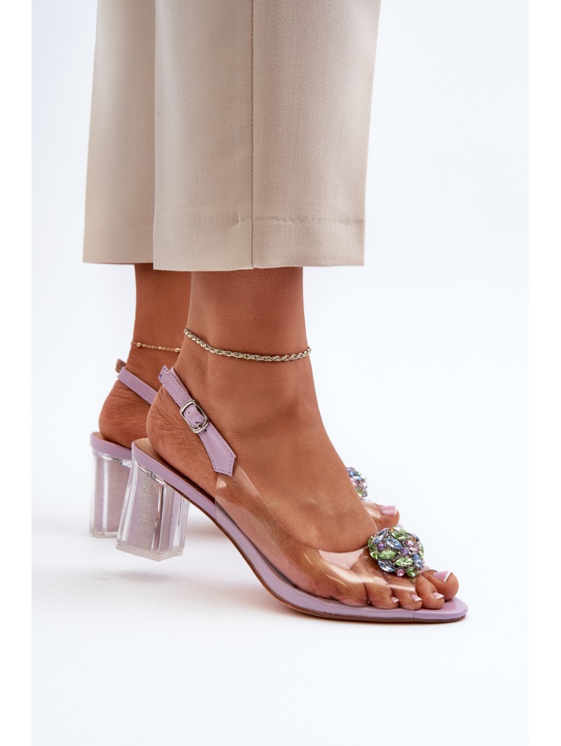 Transparent Sandals with Ornament Purple D&A MR38-454