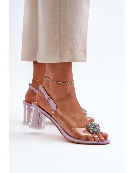 Transparent Sandals with Ornament Purple D&A MR38-454