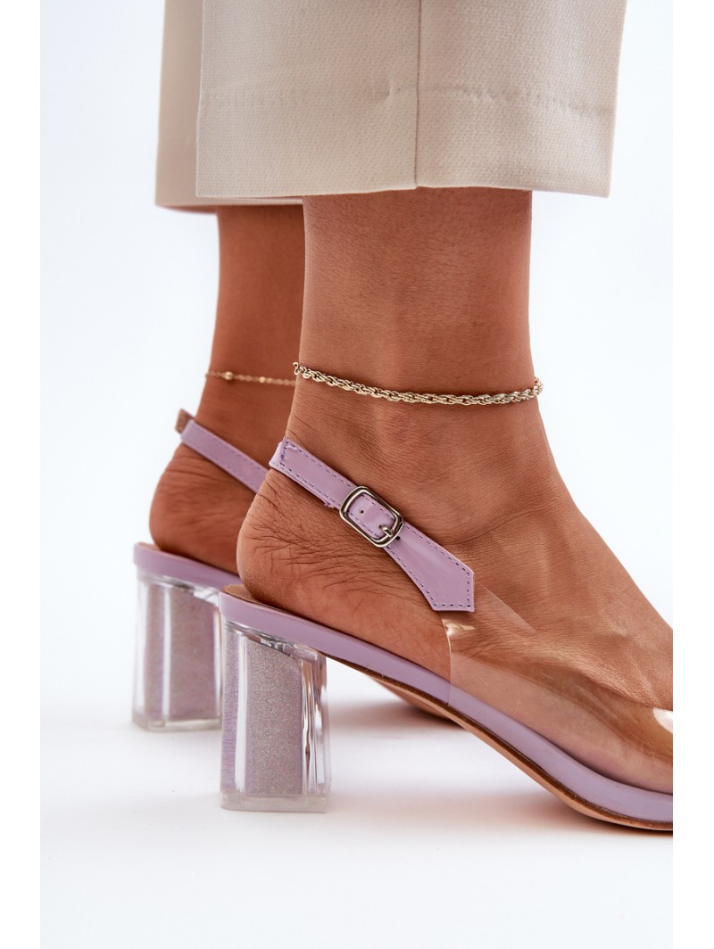 Transparent Sandals with Ornament Purple D&A MR38-454