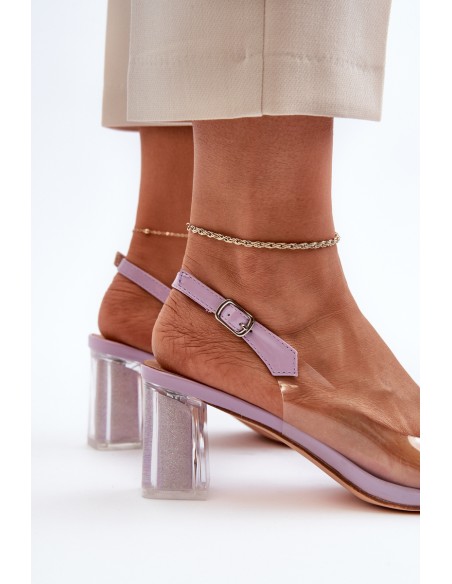 Transparent Sandals with Ornament Purple D&A MR38-454