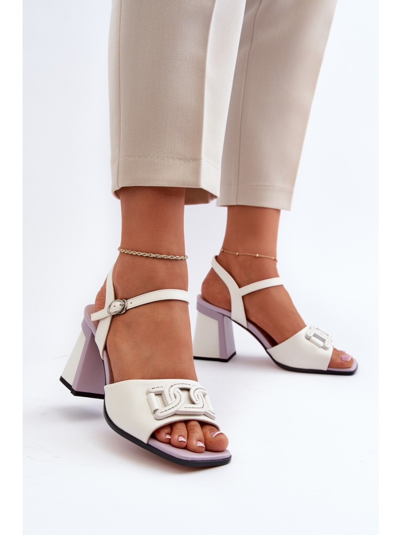 Elegant High-Heeled Sandals with White Ornament D&A MR38-156