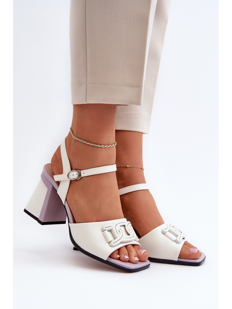 Elegant High-Heeled Sandals with White Ornament D&A MR38-156