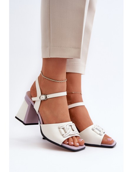 Elegant High-Heeled Sandals with White Ornament D&A MR38-156