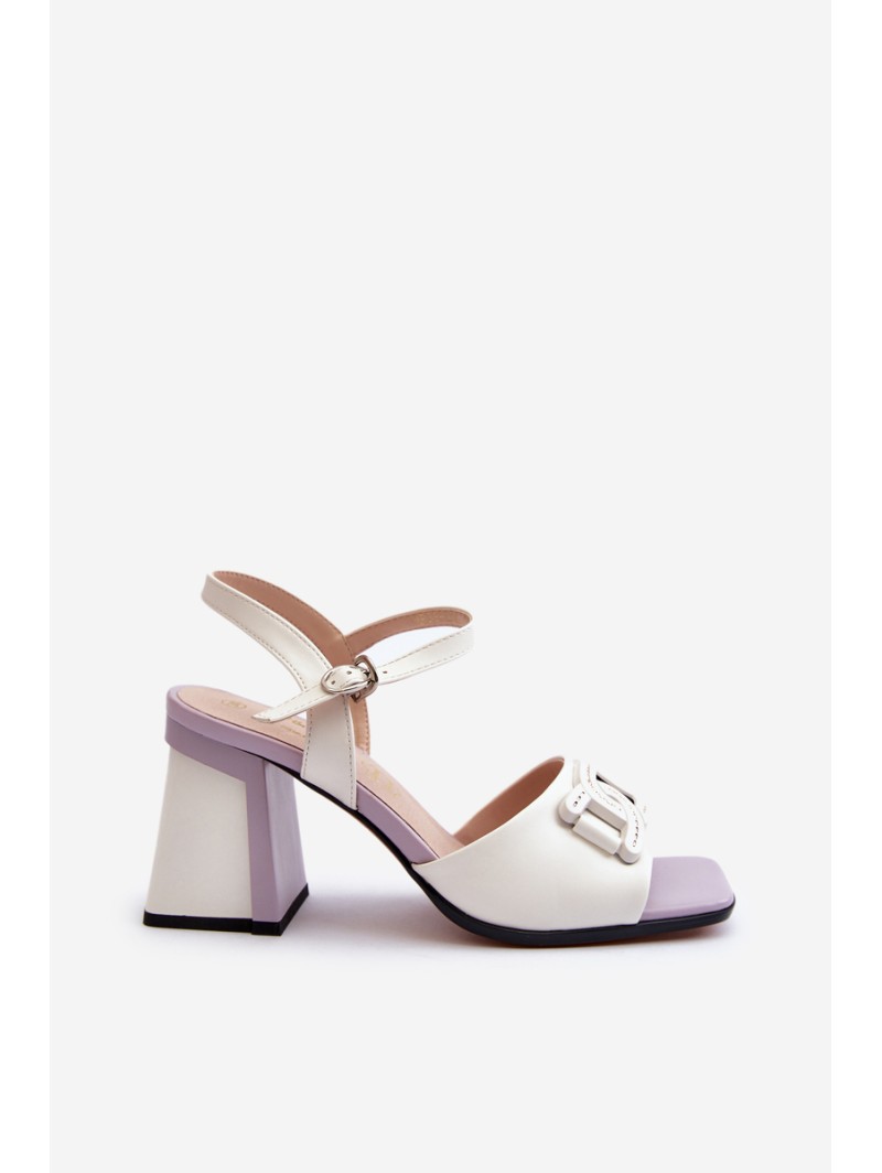 Elegant High-Heeled Sandals with White Ornament D&A MR38-156