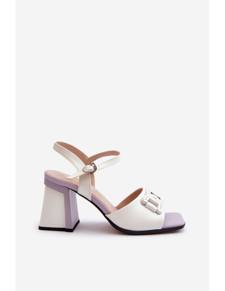 Elegant High-Heeled Sandals with White Ornament D&A MR38-156