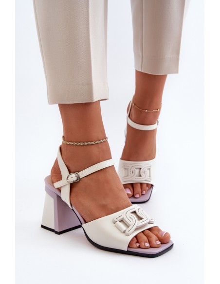 Elegant High-Heeled Sandals with White Ornament D&A MR38-156
