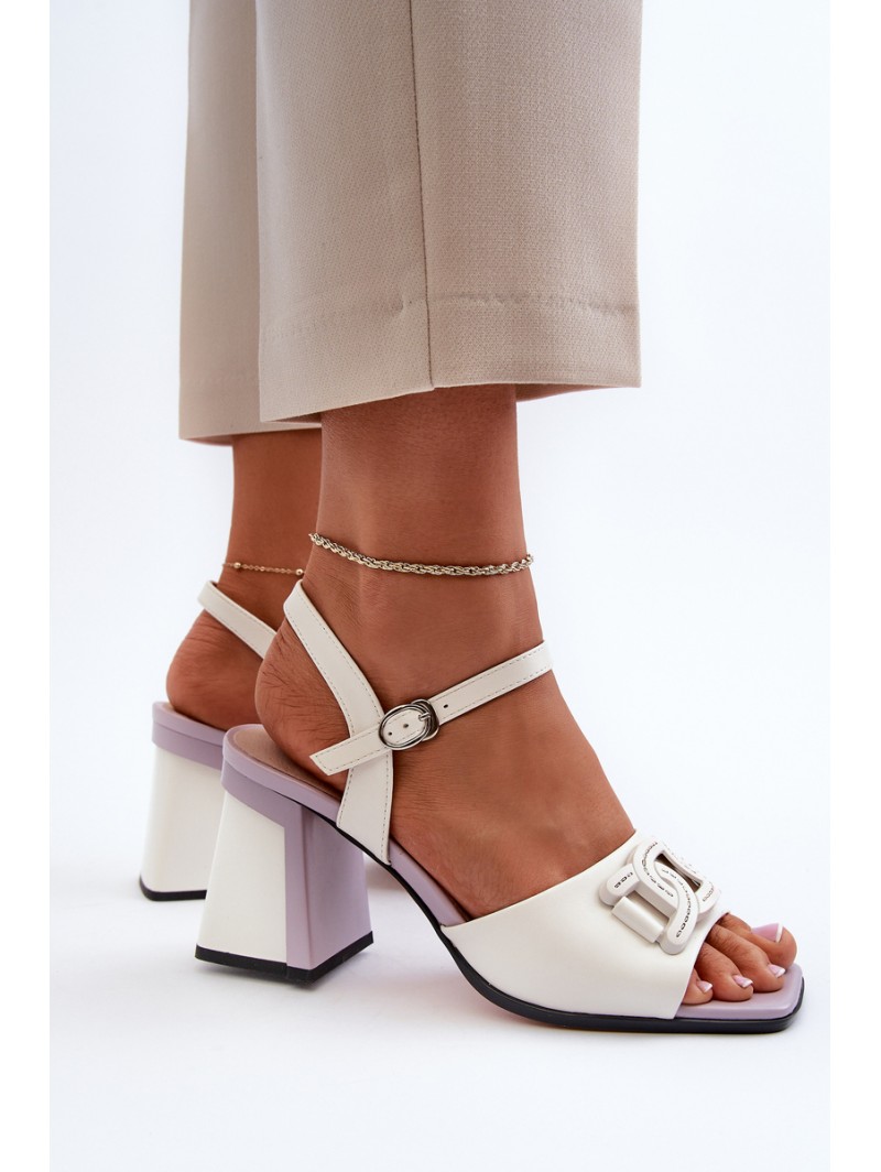 Elegant High-Heeled Sandals with White Ornament D&A MR38-156