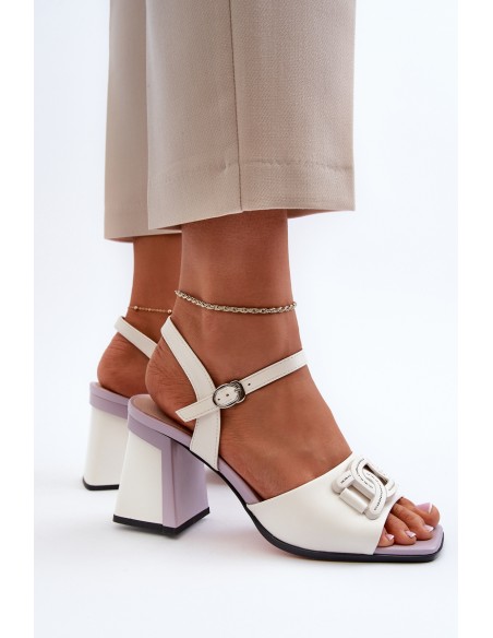 Elegant High-Heeled Sandals with White Ornament D&A MR38-156
