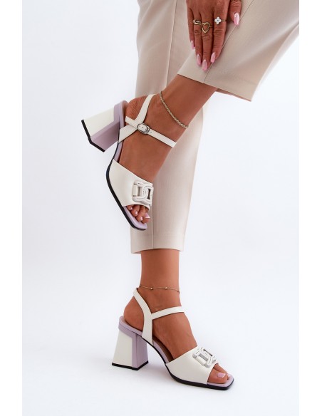 Elegant High-Heeled Sandals with White Ornament D&A MR38-156