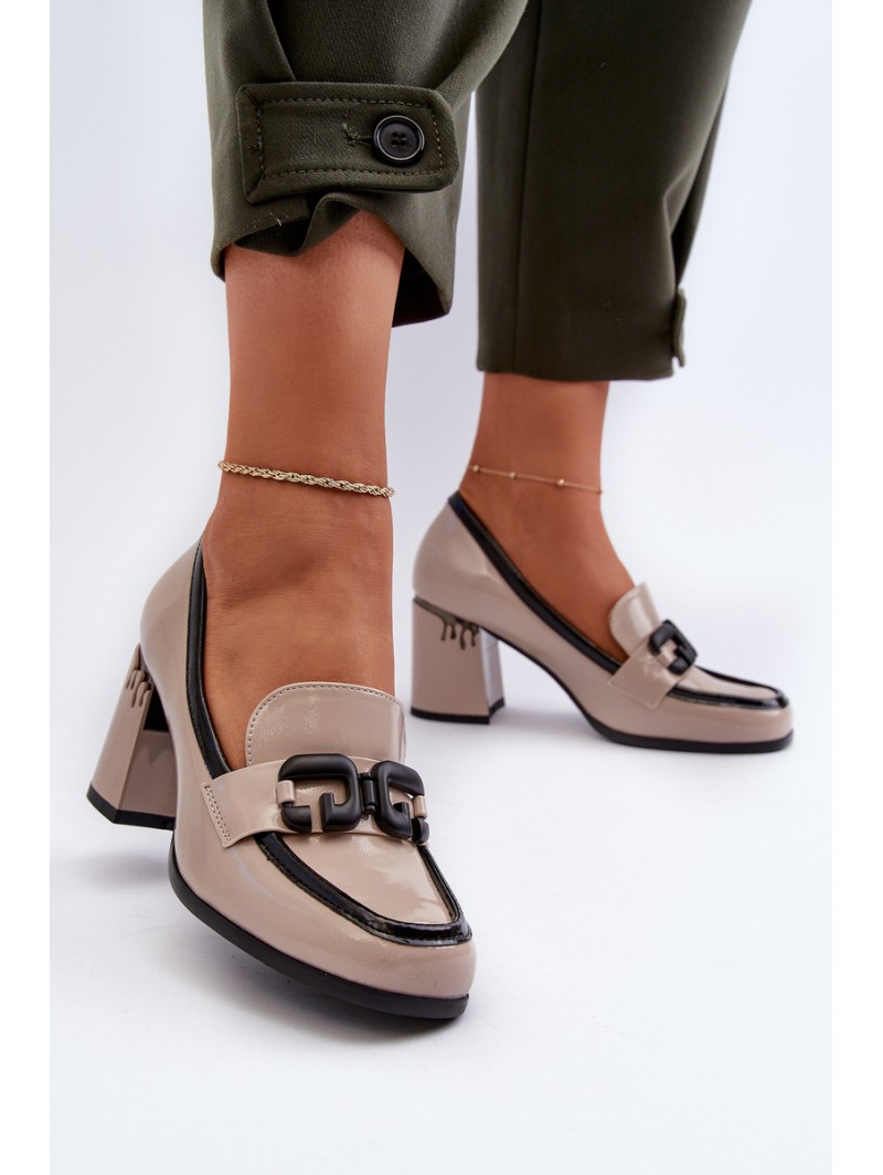 Women's Patent Leather Pumps in Beige D&A MR38-973