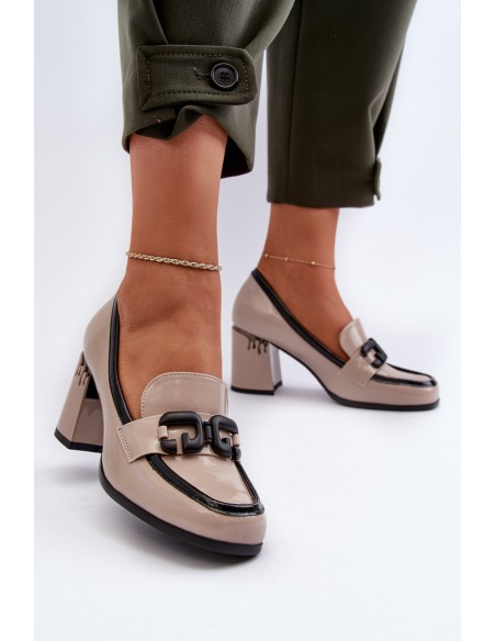 Women's Patent Leather Pumps in Beige D&A MR38-973