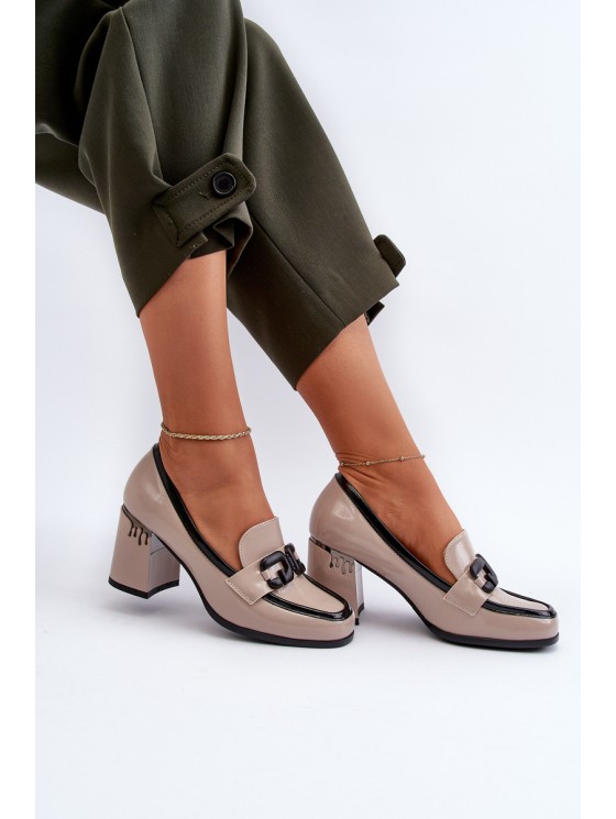 Women's Patent Leather Pumps in Beige D&A MR38-973 2