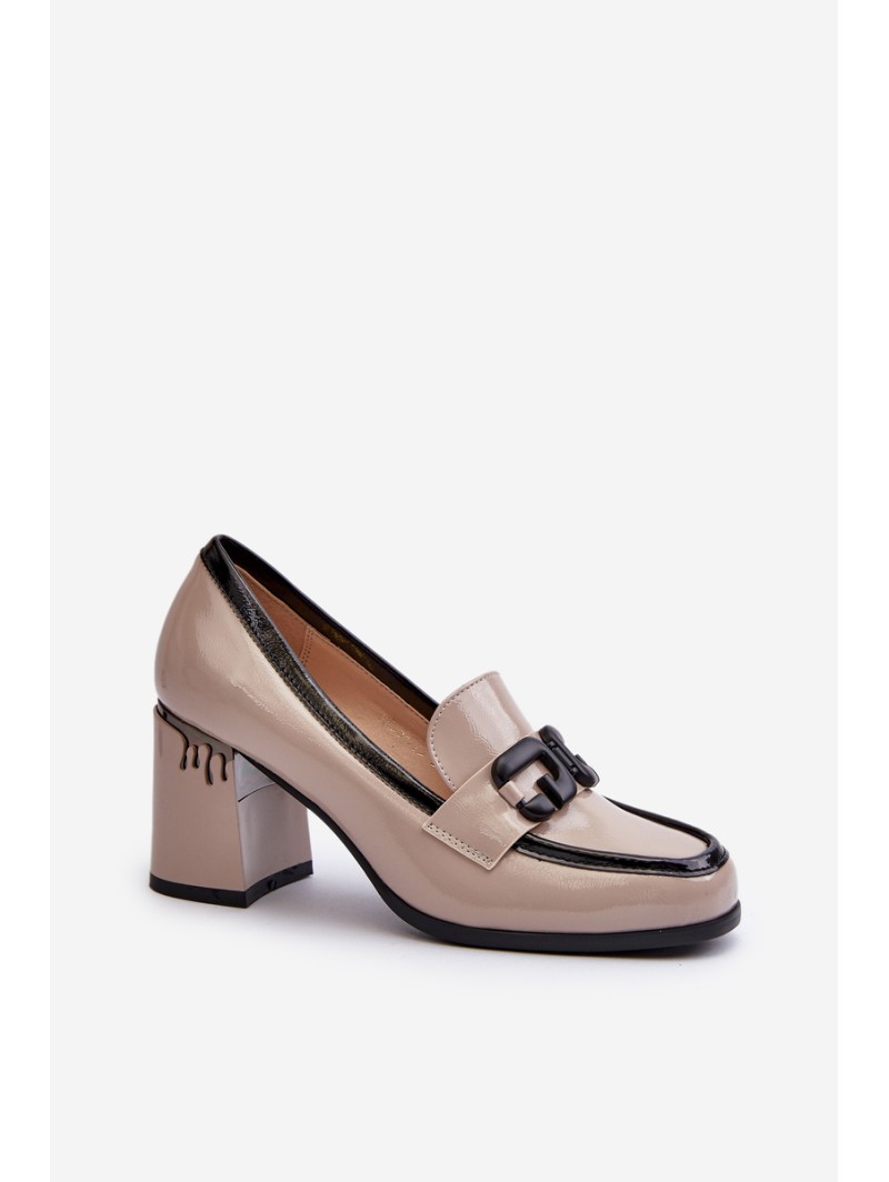 Women's Patent Leather Pumps in Beige D&A MR38-973