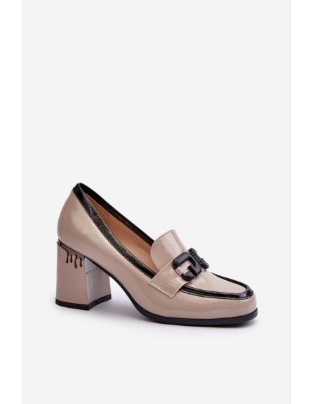 Women's Patent Leather Pumps in Beige D&A MR38-973