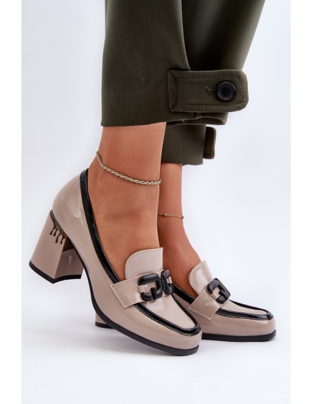 Women's Patent Leather Pumps in Beige D&A MR38-973