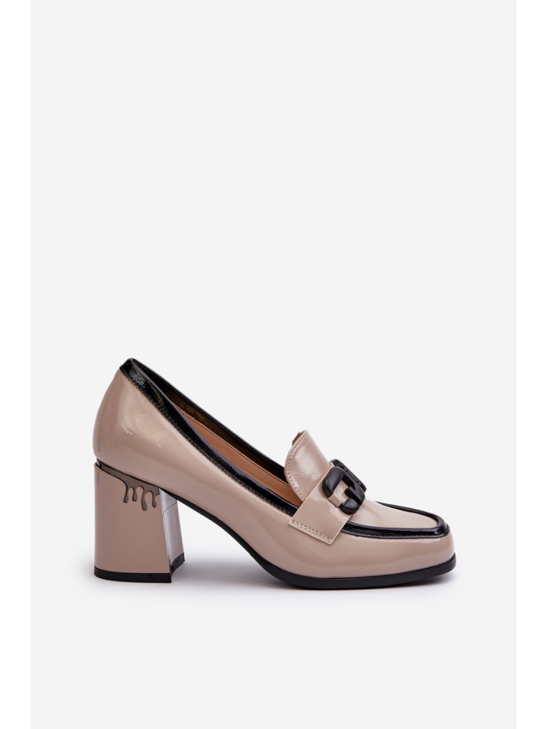 Women's Patent Leather Pumps in Beige D&A MR38-973