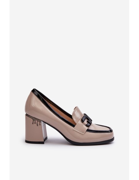 Women's Patent Leather Pumps in Beige D&A MR38-973