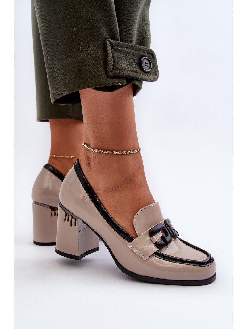 Women's Patent Leather Pumps in Beige D&A MR38-973