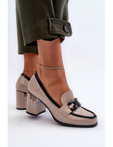 Women's Patent Leather Pumps in Beige D&A MR38-973