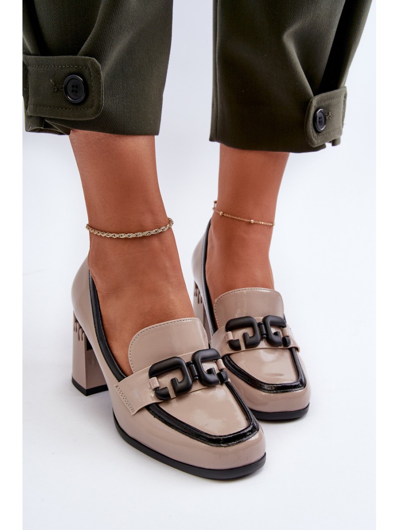 Women's Patent Leather Pumps in Beige D&A MR38-973