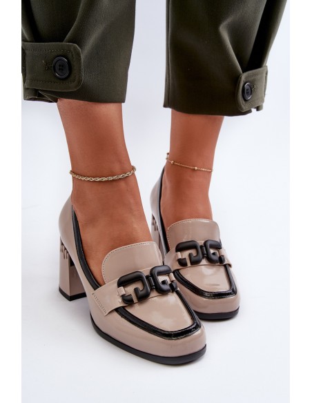 Women's Patent Leather Pumps in Beige D&A MR38-973