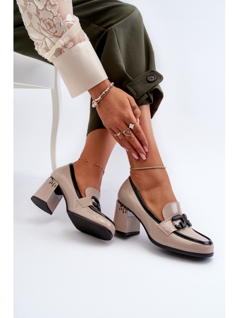Women's Patent Leather Pumps in Beige D&A MR38-973
