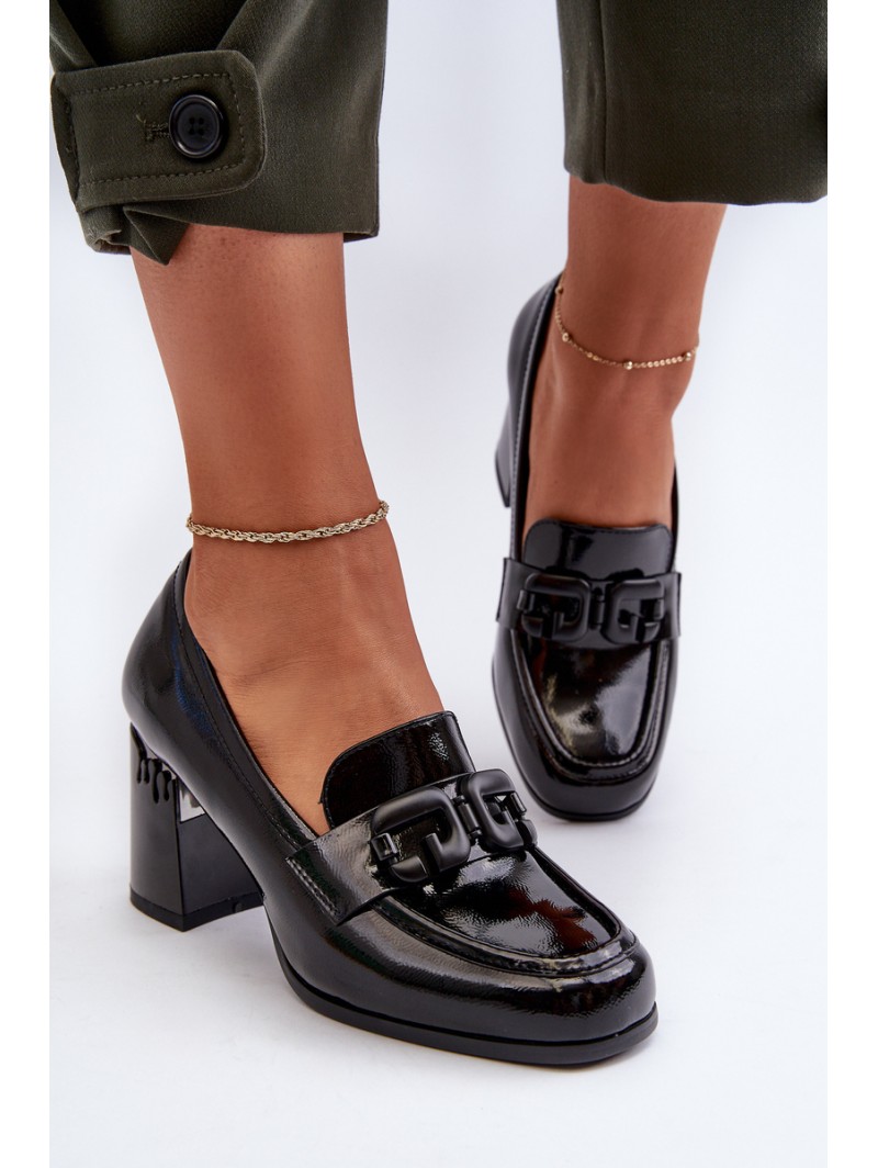 Women's Black Patent Leather Pumps with Stiletto Heel D&A MR38-973