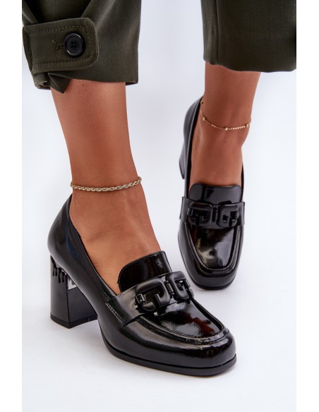 Women's Black Patent Leather Pumps with Stiletto Heel D&A MR38-973