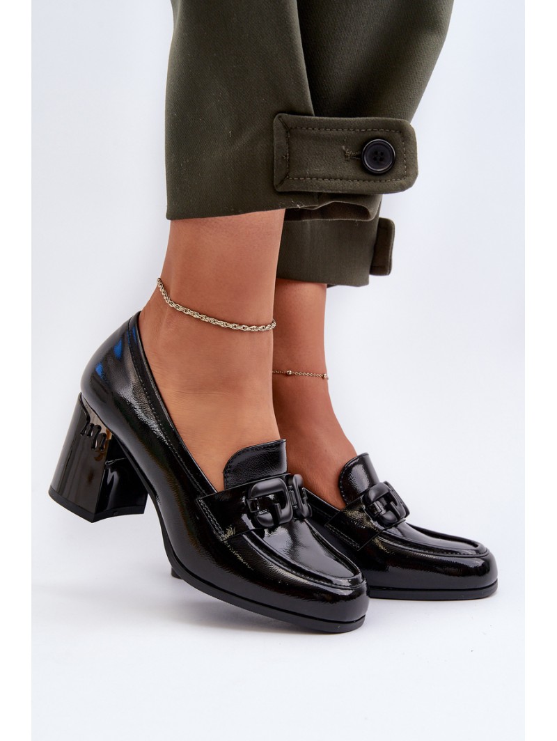 Women's Black Patent Leather Pumps with Stiletto Heel D&A MR38-973