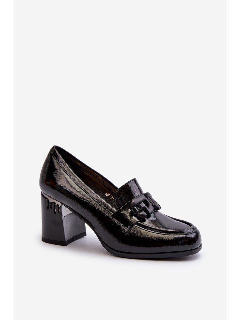 Women's Black Patent Leather Pumps with Stiletto Heel D&A MR38-973