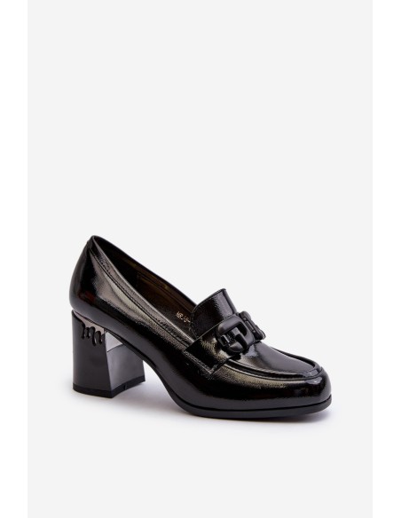 Women's Black Patent Leather Pumps with Stiletto Heel D&A MR38-973