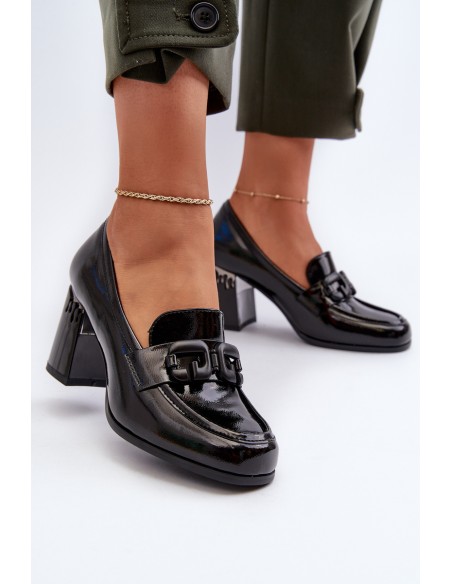 Women's Black Patent Leather Pumps with Stiletto Heel D&A MR38-973