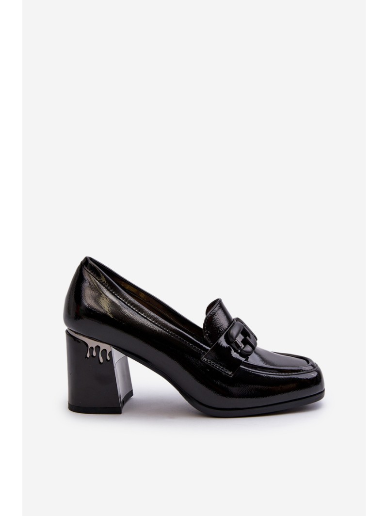 Women's Black Patent Leather Pumps with Stiletto Heel D&A MR38-973