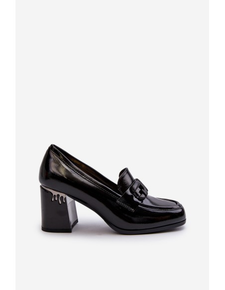 Women's Black Patent Leather Pumps with Stiletto Heel D&A MR38-973