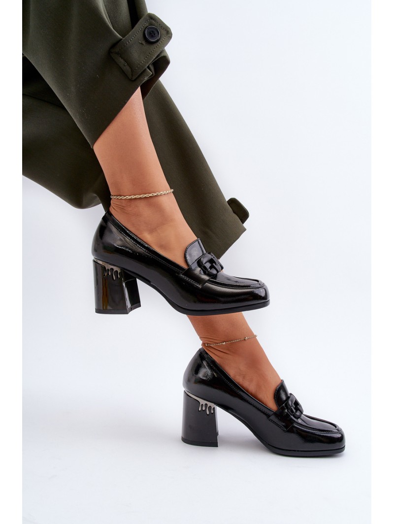 Women's Black Patent Leather Pumps with Stiletto Heel D&A MR38-973